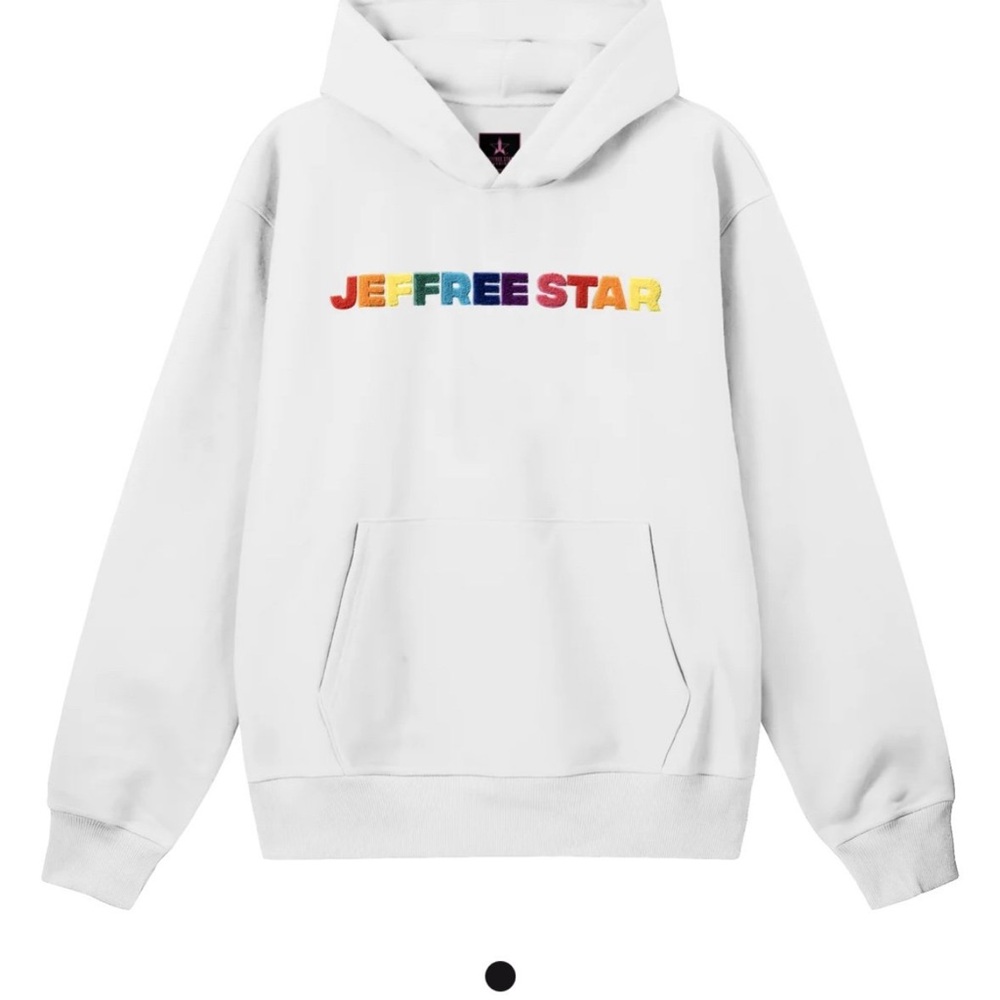Jeffree Star White Hoodie with Rainbow Logo